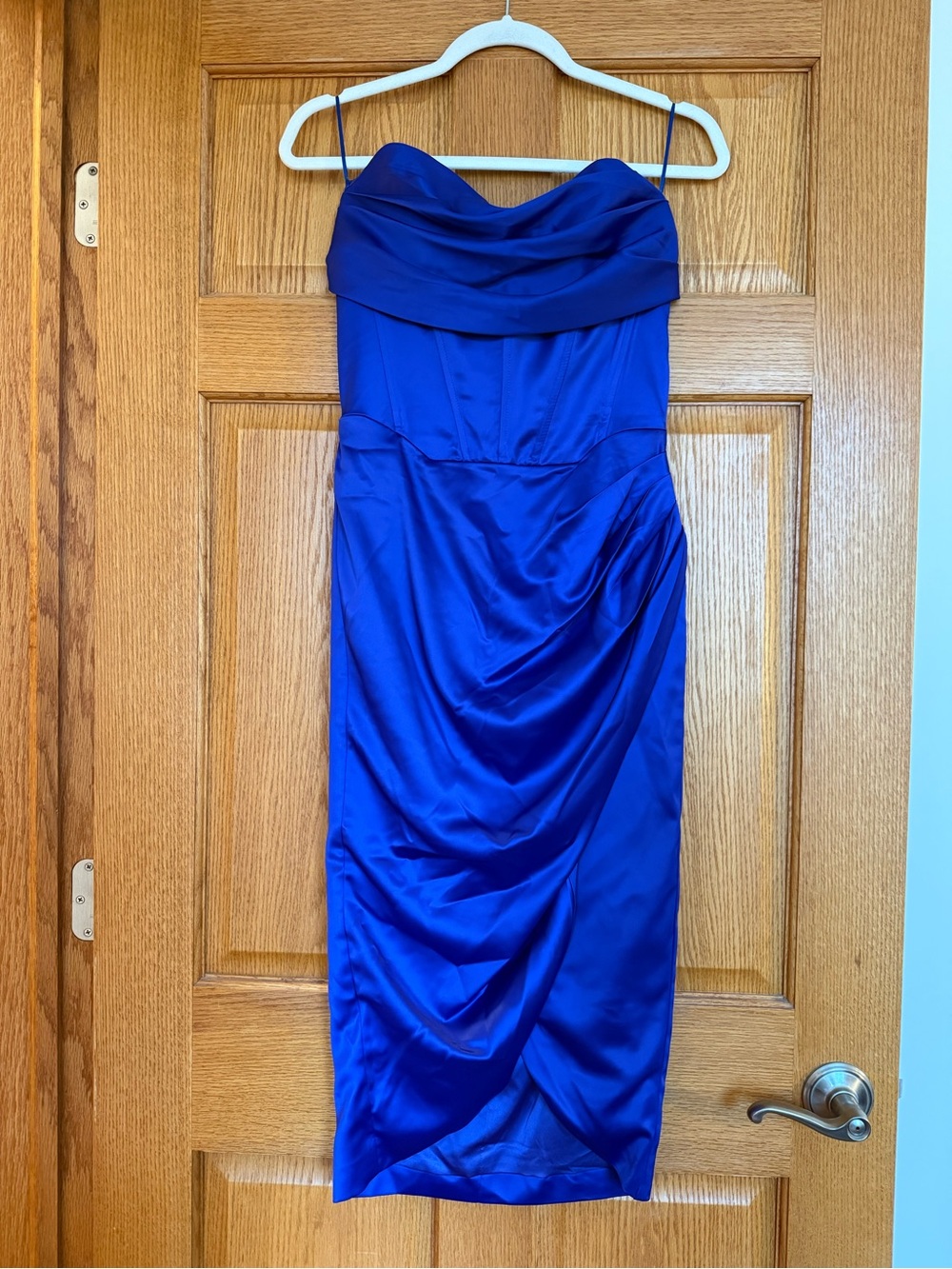 Bardot Strapless Blue Corset Cocktail Dress Small